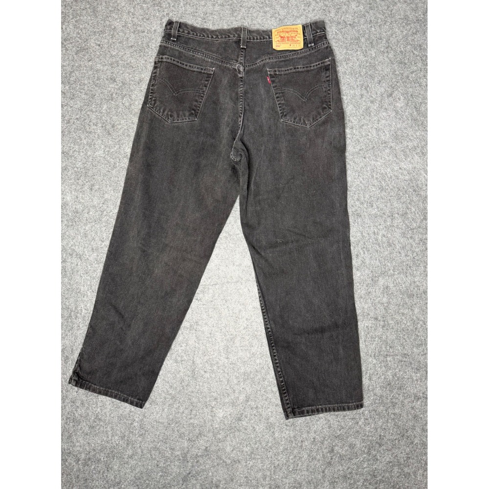 Vintage 2000 Levis 550 Relaxed Fit Tapered Leg Black Denim Jeans Mens 36x30 - Picture 8 of 10